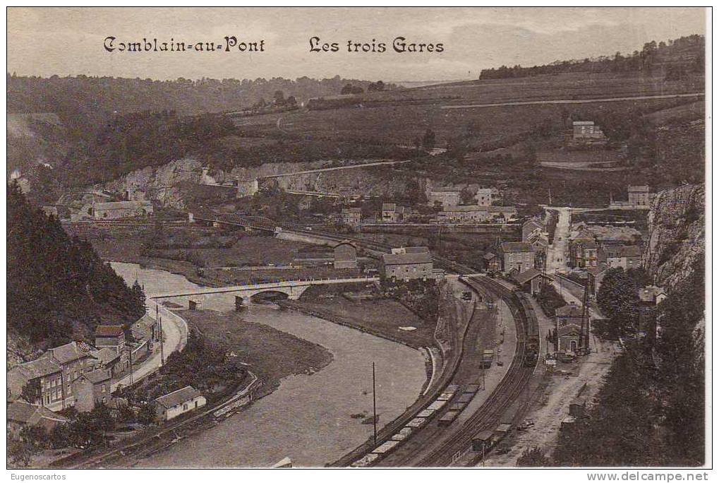 Comblain-au-Pont  LES TROIS GARES Ecriture Gothique E Delhaze - Comblain-au-Pont