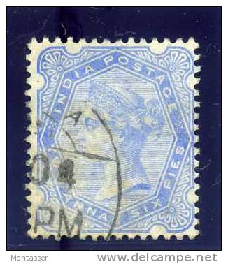 REGINA VITTORIA.  2 Anna E 6 Pence  Azzurro. 1900 - 1882-1901 Imperium