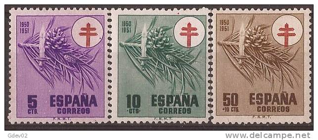 ES1084-A751TOSC.España.Sp Ain .Espagne.PRO  TUBERCULOSOS.CRUZ DE LORENA.1950 (Ed 1084/6**)sin Charnela.LUJO - Otros & Sin Clasificación