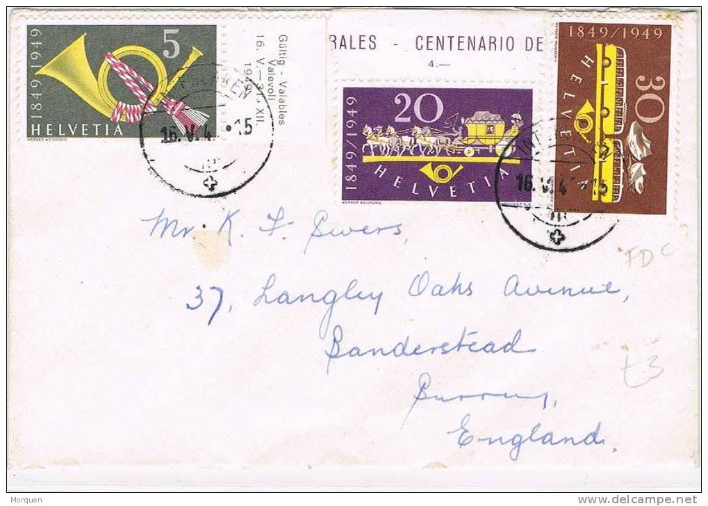 Carta INTERLAKEN (Suiza)  1949. Serie Completa Num 471-3 - Storia Postale