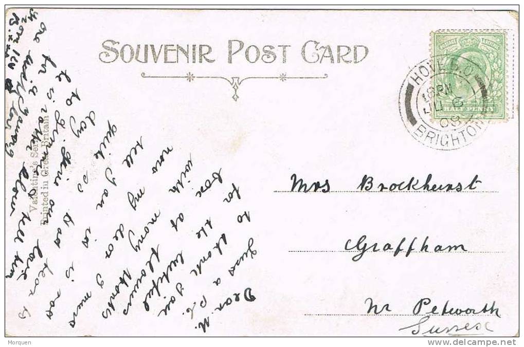 Postal HOVE (Brighton) 1908. A Sussex - Cartas & Documentos