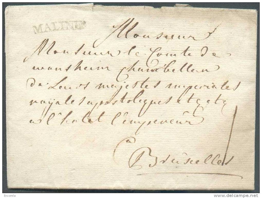 LAC De MALINES Le 31 Janvier 1771 à Mr. Le Comte De Mansheim, Chambellan De Leurs Majestés Impériales, Royales Et Aposto - 1714-1794 (Oesterreichische Niederlande)