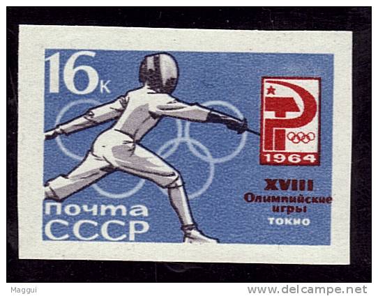 URSS  N°2848  * *  NON DENTELE   Jo  1964   Escrime - Fencing