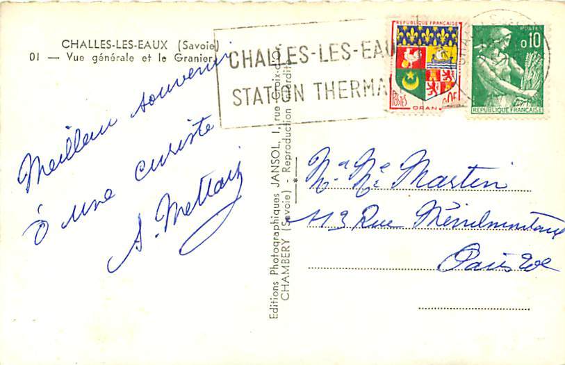 73 - CHALLES-LES-EAUX - Vue Générale Et Le Granier (Ed. Jansol, 01) - La Ravoire