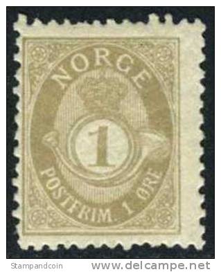 Norway #47a Mint Hinged 1o Gray From 1895 - Neufs