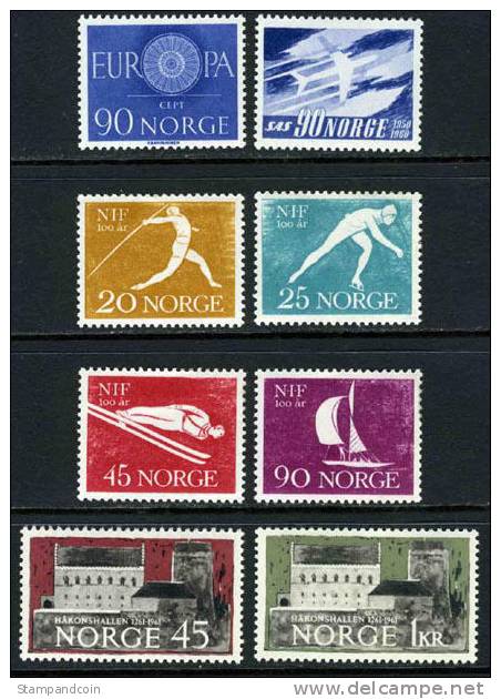 Norway #387-94 XF Mint Hinged Sets & Singles  From 1961 - Unused Stamps