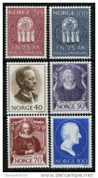 Norway #560-65 XF Mint Hinged 2 Sets From 1970 - Ongebruikt