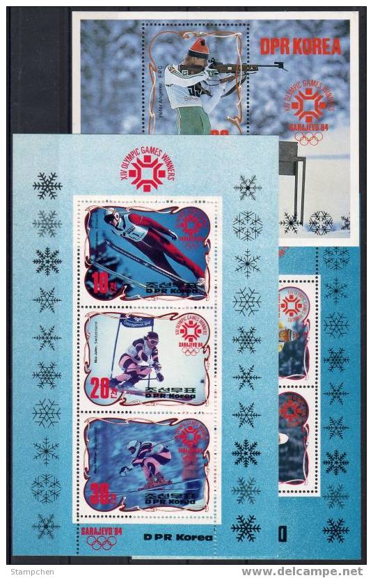 3 S/s Of North Korea Stamp S/s 1984 Winter Olympic Games Sarajevo Sport - Tir (Armes)