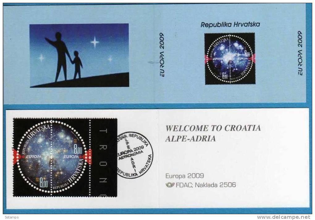 2009 EUROPA CEPT CROAZIA CROATIA HRVATSKA ALPE ADRIA BOOKLET LIBRETTO ASTRONOMIA - 2009