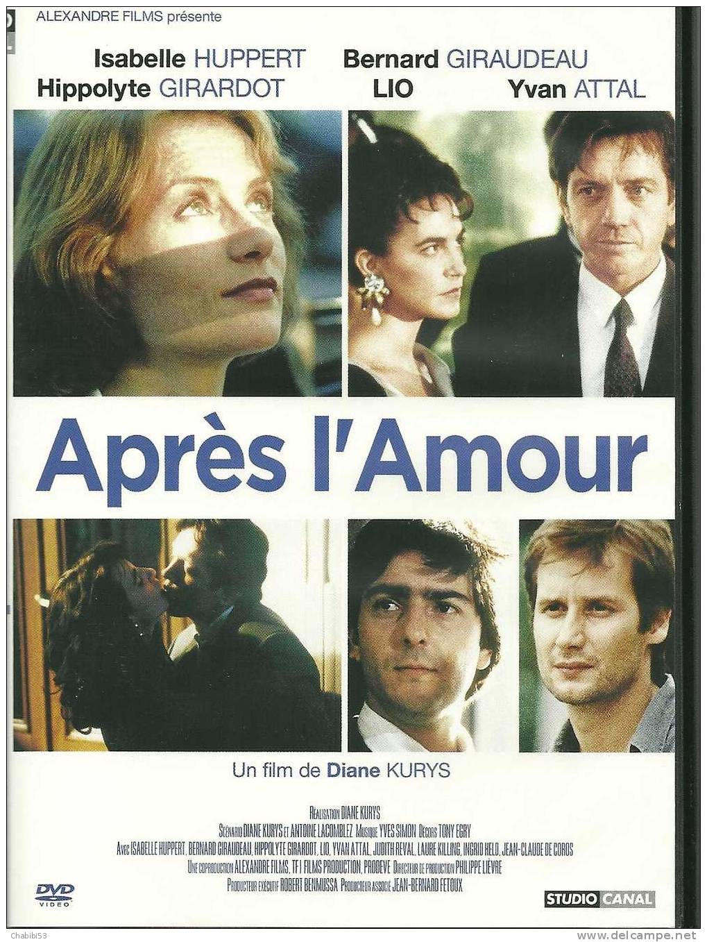 DVD "Après L´amour" Film De Diane Kurys Avec Isabelle Huppert, Bernard Giraudeau, Hyppolyte Girardot, Lio Et Yvan Attal - Classiques