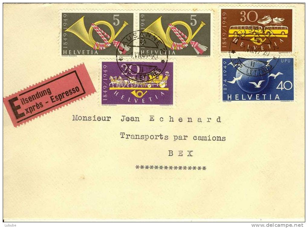 Express Brief  Lausanne - Bex     1949 - Briefe U. Dokumente