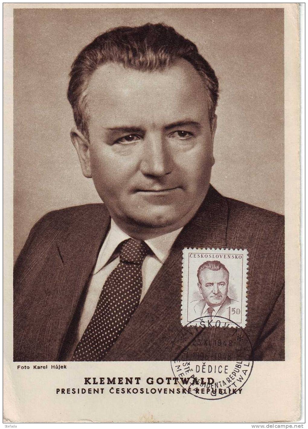 CECOSLOVACCHIA 1948 ANNULLO KLEMENT GOTTWALD - Cartas & Documentos