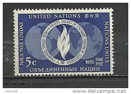 UNITED NATIONS NEW YORK 1952 - HUMAN RIGHTS DAY 5 - MNH MINT NEUF NUEVO - Unused Stamps