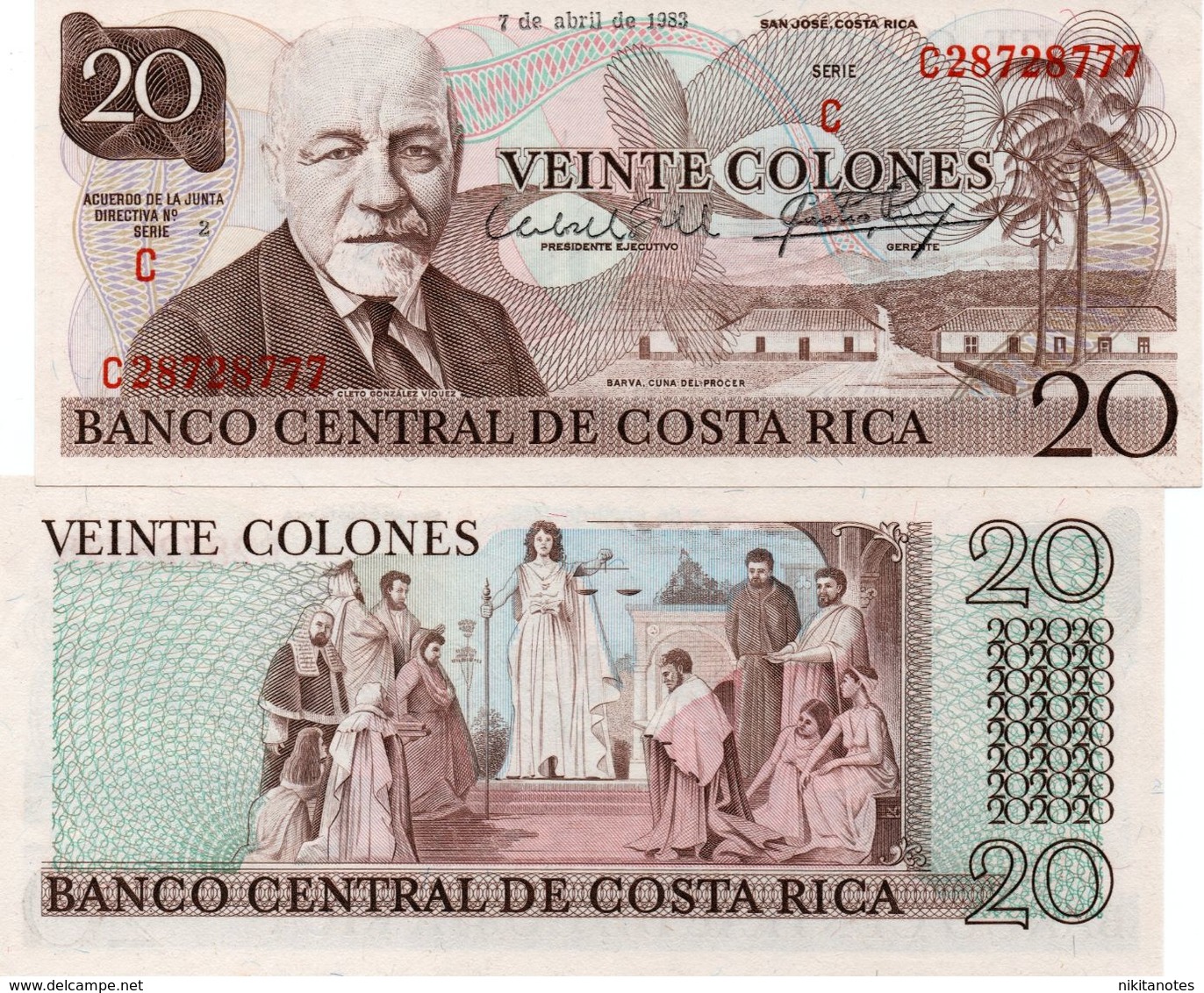 COSTA RICA - 20 COLONES 1983 UNC - P 238 - Costa Rica