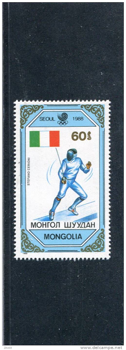 MONGOLIE Mongolia 1989 Jo Séoul 1988 Y&T 1680** - Fencing