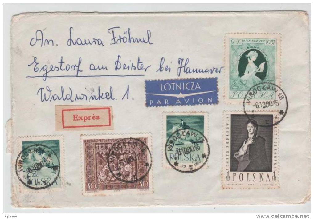 Poland Express Cover Sent To Germany Wroclaw 6-10-1980 With TOPIC Stamps - Storia Postale