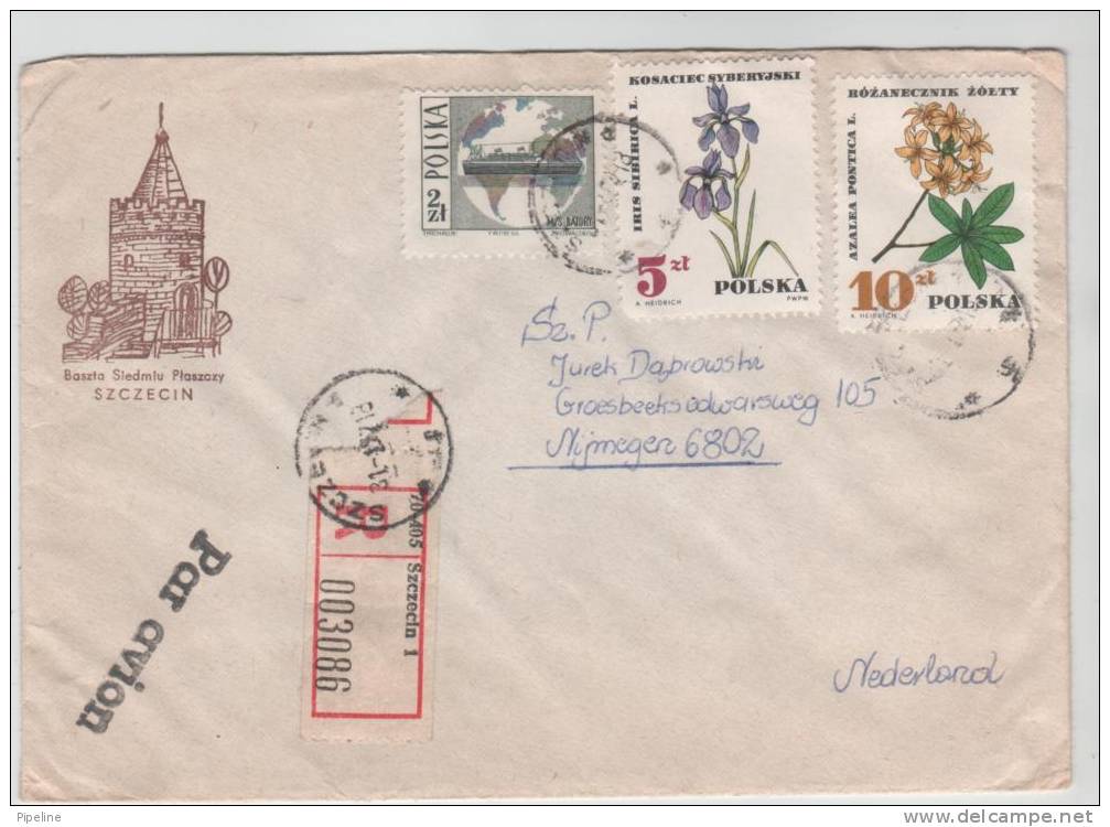 Poland Registered Cover Sent To Netherlands Szczecin 31-1-1977 With TOPIC Stamps - Storia Postale