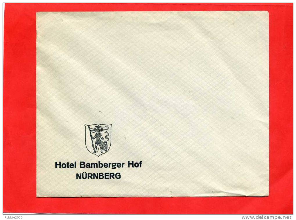 ENVELOPPE  A EN TETE HOTEL BAMBERGER HOF NURNBERG NUREMBERG - Otros & Sin Clasificación