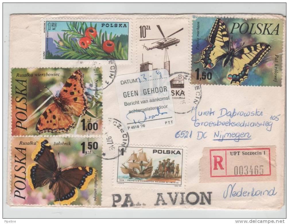 Poland Registered Cover Sent To Netherlands Szczecin 19-9--1977 With TOPIC Stamps - Cartas & Documentos