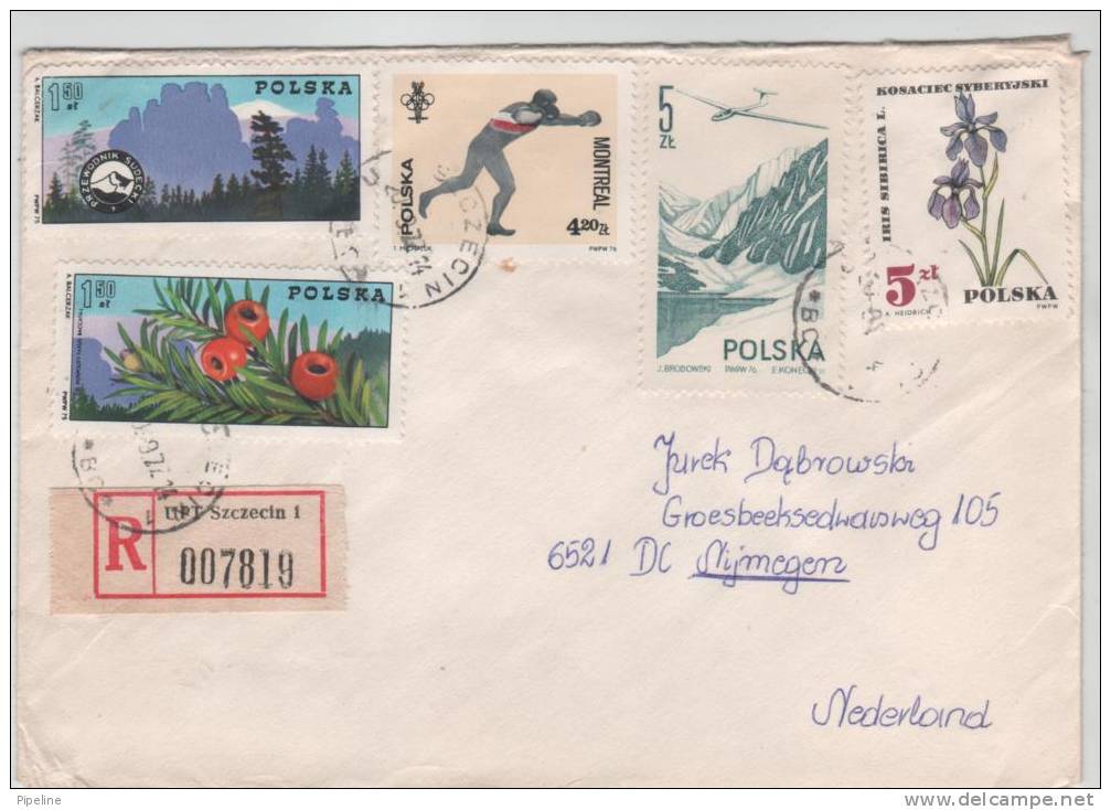 Poland Registered Cover Sent To Netherlands Szczecin 20-9-1977 With TOPIC Stamps - Covers & Documents