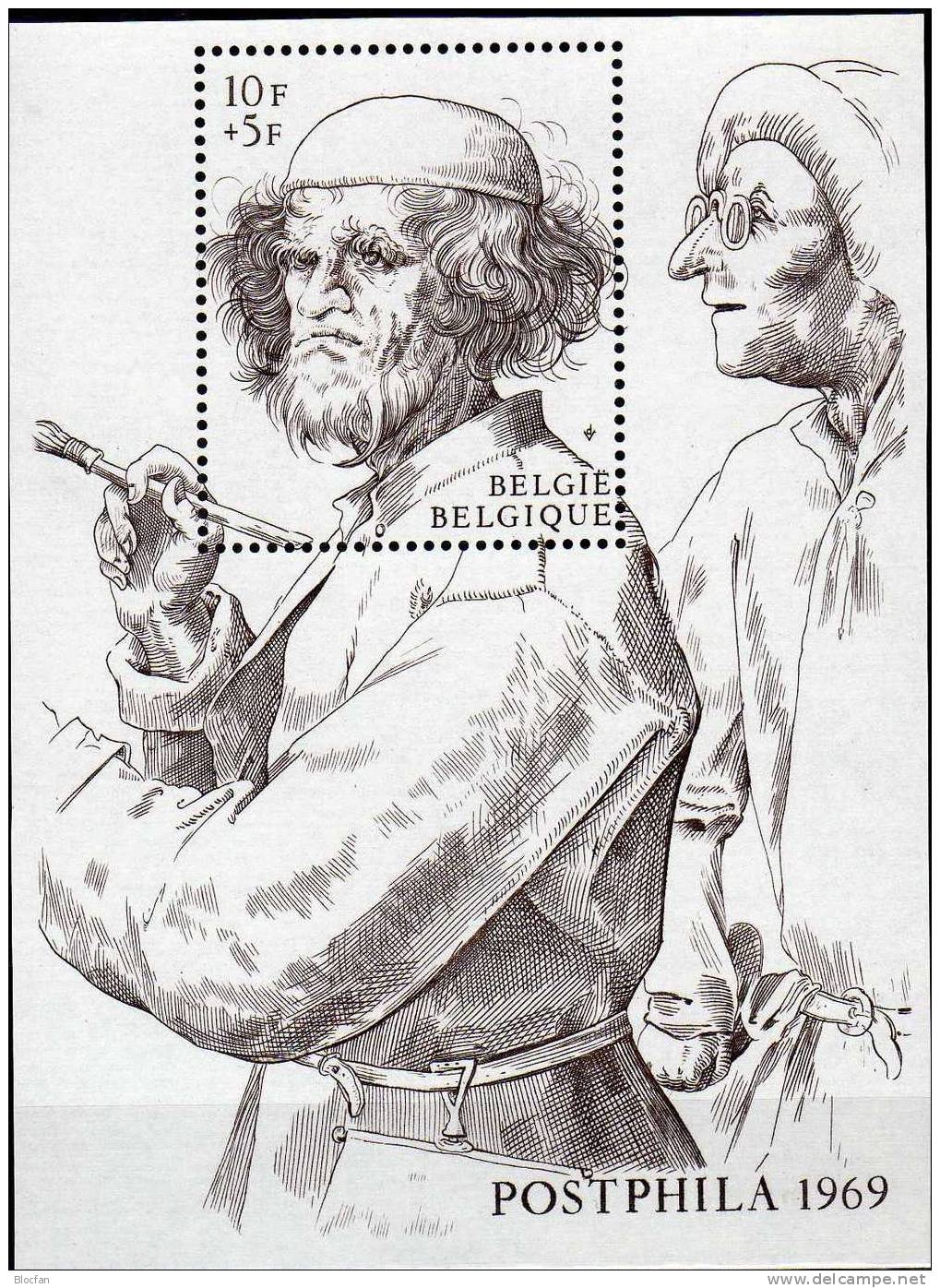 Selbstporträt Maler Brueghel 1969 Belgien Block 39 ** 1€ EXPO Postphila Gemälde Künstler Kopf Bloc Sheet Bf Belgica - 1961-2001