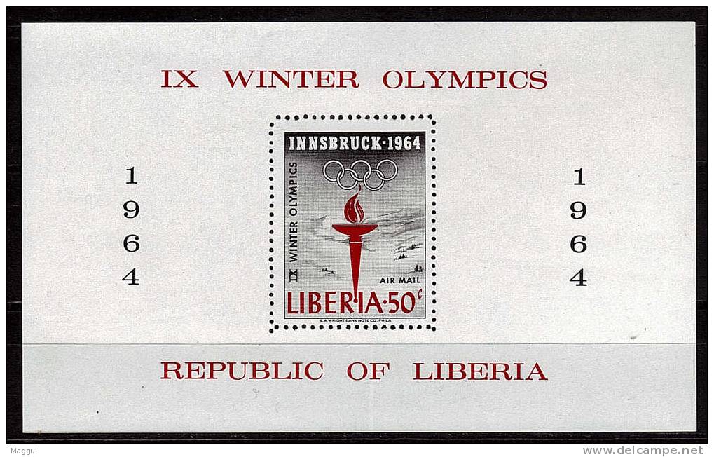 LIBERIA    BF 28  * *  Jo   1964  Flamme  Logo - Hiver 1964: Innsbruck