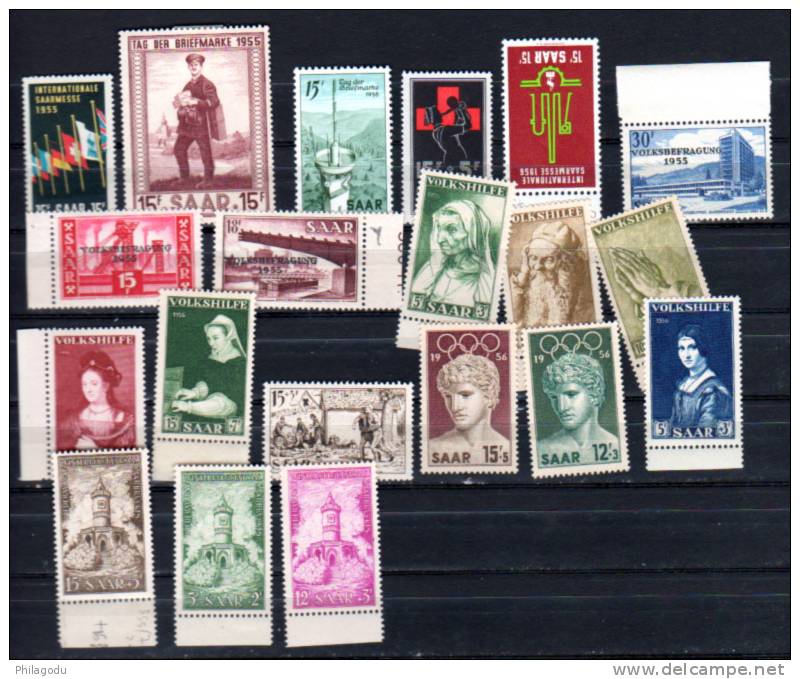 1955-56 Journée Du Timbre*, Croix-Rouge, &oelig;uvres Populaires, 341 / 360 **, Cote 12,45 &euro;, - Ongebruikt