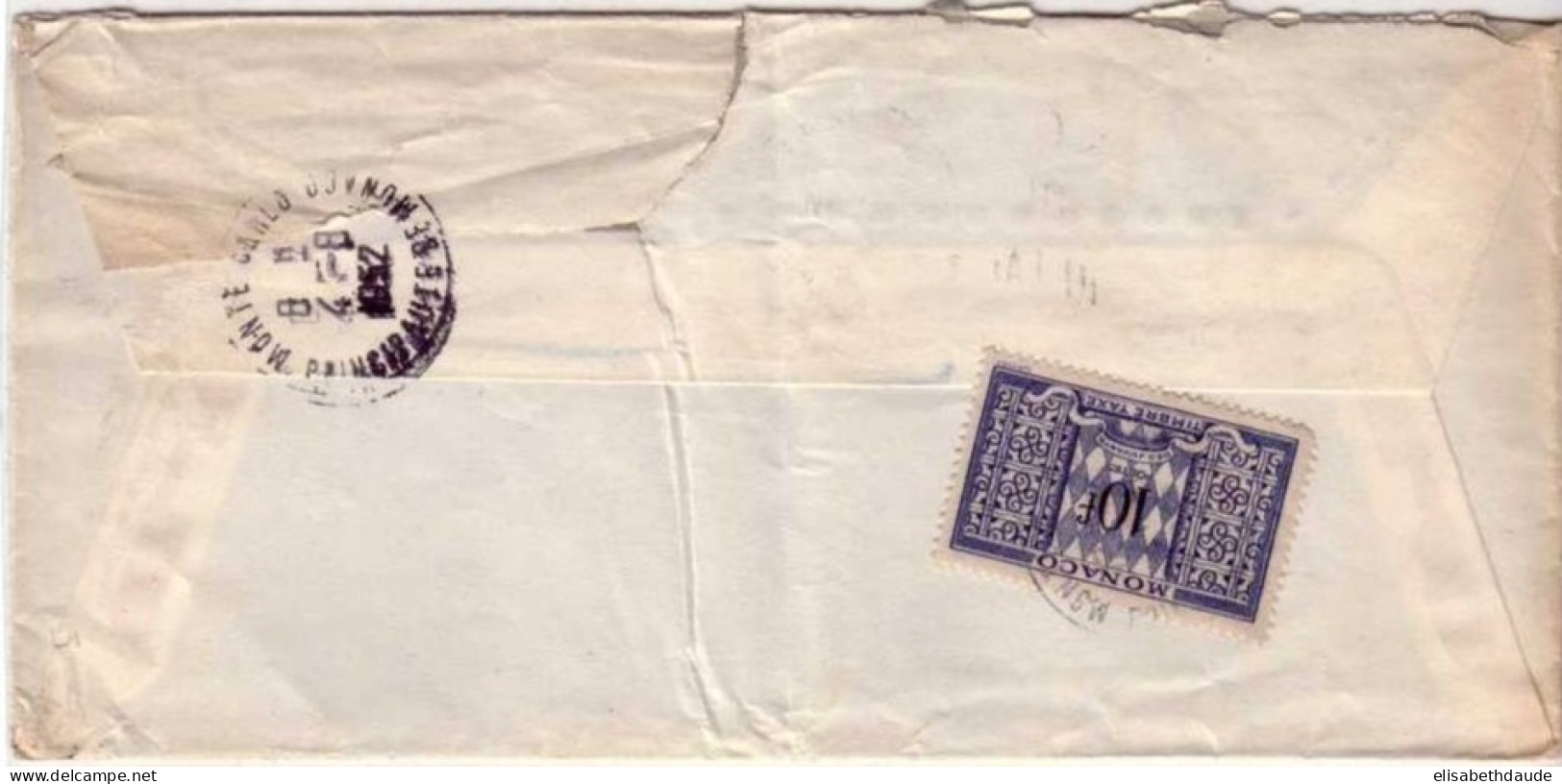 1952 - LETTRE De ANNECY (HAUTE SAVOIE) Pour MONTE CARLO (POSTE RESTANTE) - TAXE 10F - GANDON - Poststempel