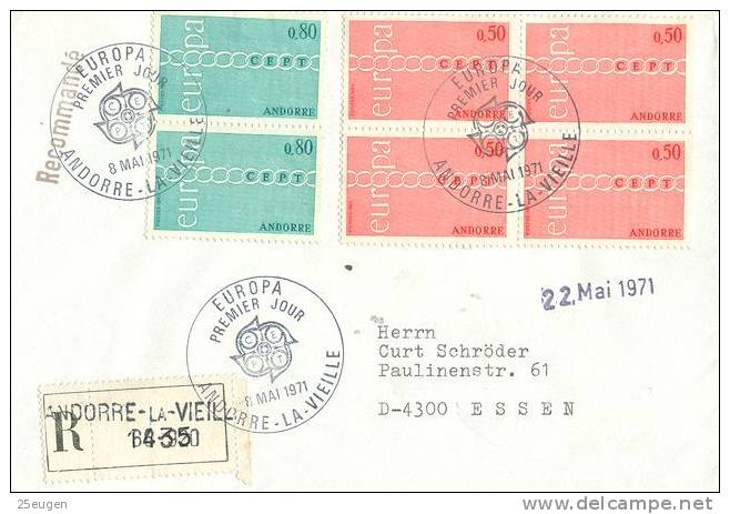 FRENCH ANDORRA  1971  EUROPA CEPT FDC R-LETTER - 1971