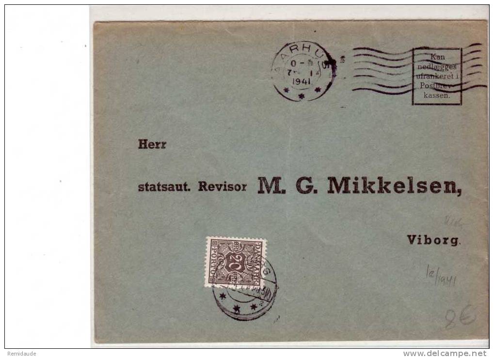 DANMARK - 1941 - LETTRE De AARHUS Pour VIBORG - TAXE 20 Ore - - Covers & Documents