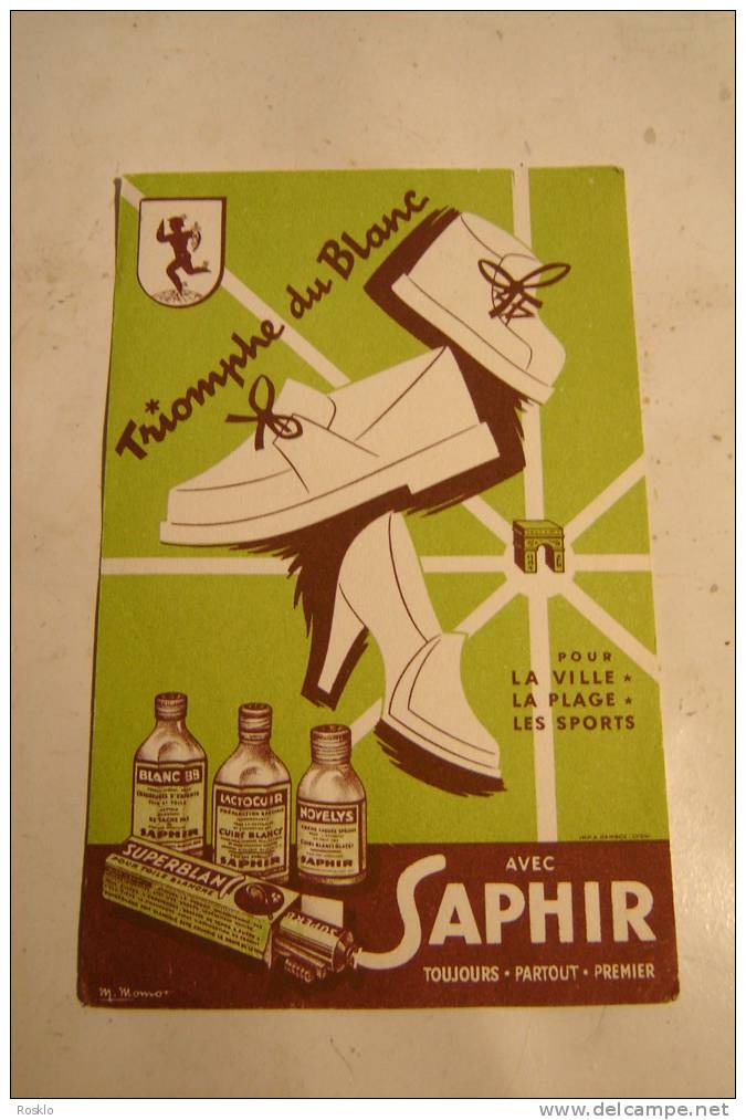 BUVARD PUBLICITAIRE 1950/1960 / SAPHIR CREME SUPERBLAN - Shoes