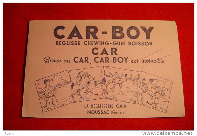 BUVARD PUBLICITAIRE 1950/1960 / CAR BOY / LA REGLISSERIE MOUSSAC DANS LE GARD - Cake & Candy