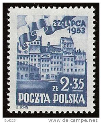 POLAND 1953 22ND JULY SET OF 2 HM Architecture Old Town Buildings Flags Banners - Neufs