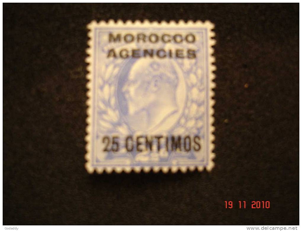 Morocco Agencies 1907   K.Edward VII  SPANISH  25c On 21/2d   Utramarine SG 116 - Morocco (1956-...)