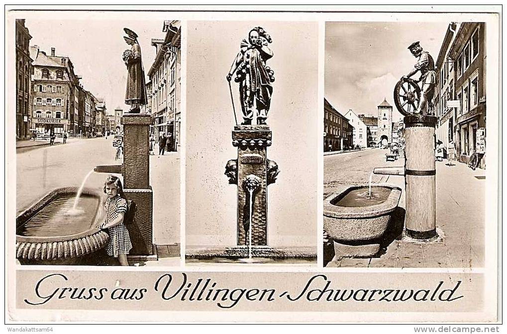 AK 231290 Villingen Schwarzwald Gruss Aus Mehrbild 3 Bilder Figurenbrunnen 14. 8.57-12 (17b) (VILLINGEN /SCHWARZW) 1 G - Villingen - Schwenningen