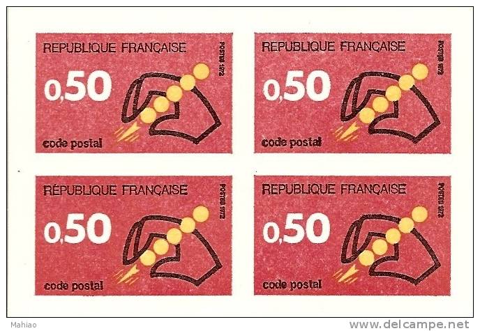 Yvert N° 1720 Code Postal  Epreuve Non Dentelée En Bloc De Quatre   RARE   Net :  22€ - Unclassified
