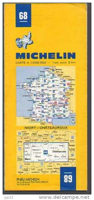 Carte Routière Michelin N° 68 Niort Chateauroux - Roadmaps