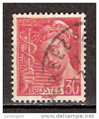 Timbre France Y&T N° 412 (1) Obl.  Type Mercure.  30 C. Rouge. Cote 0,15 € - 1938-42 Mercure