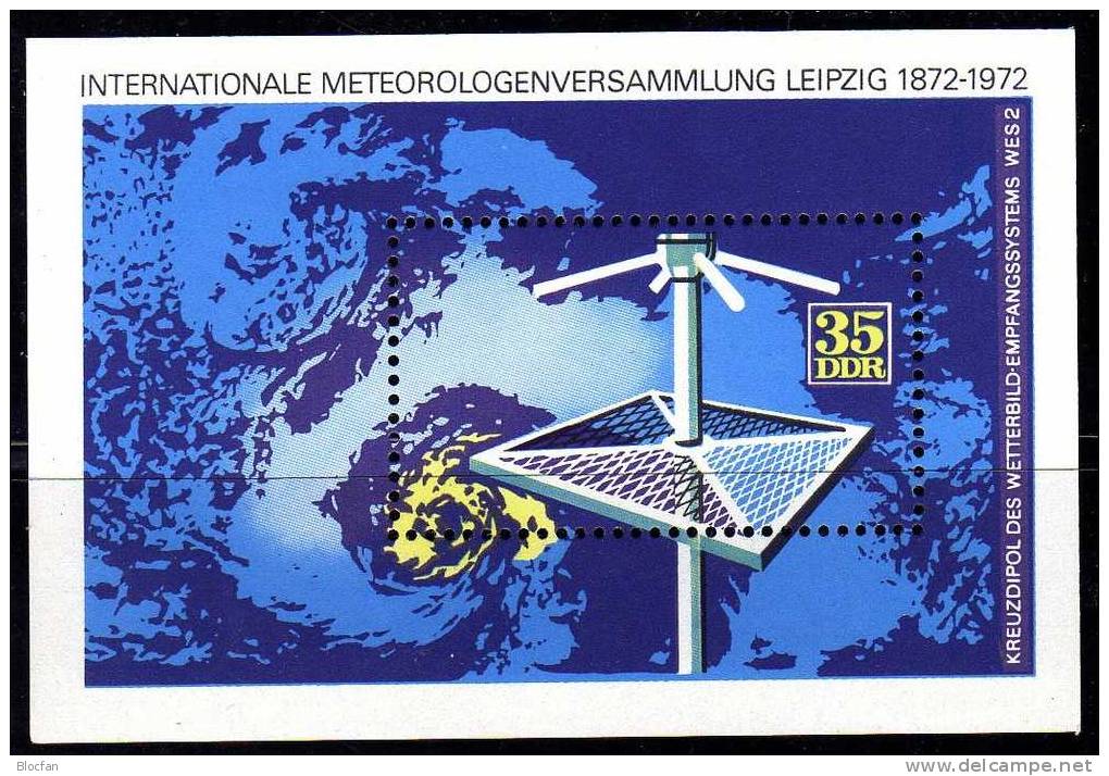 Meteorologie 1972 DDR Blocks 34 Bis 36 ** 3€ Wetterkarte, Wolkenbild, Raumforschung Mit Wetter - Satellit - Climate & Meteorology