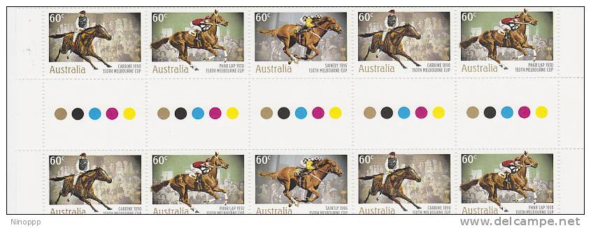 Australia-2010 Melbourne Cup ,horses, Gutter Strip   MNH - Sheets, Plate Blocks &  Multiples