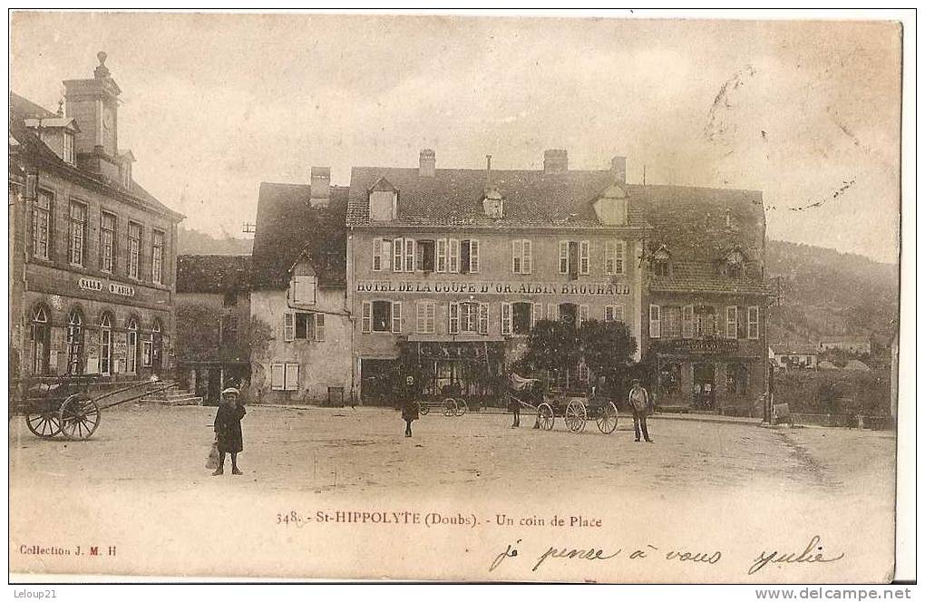 Saint Hippolyte 25 - Un Coin De La Place - Hotel De La Coupe D´or - Albin Brouhaud-attelages. - Saint Hippolyte
