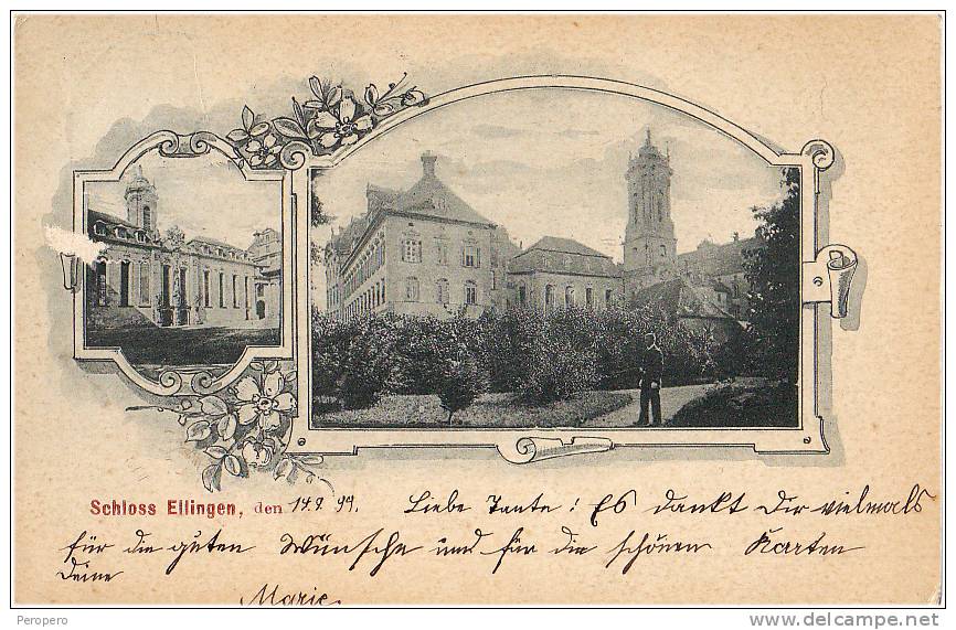 SCHLOSS ELLINGEN  Litho 1898.       Old Postcard - Gunzenhausen