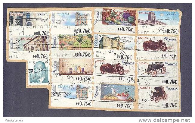 Spain 2002 ATM Frama Labels     0,76 € 14 Different Items On Paper (0761) - Maschinenstempel (EMA)