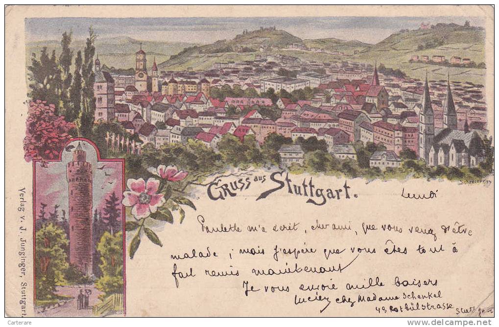 Carte Postale Ancienne 1906,allemagne,germany,bade Wurtemberg,STUTTGART,gruss Aus Stuttgart,timbre Rare,officier - Stuttgart