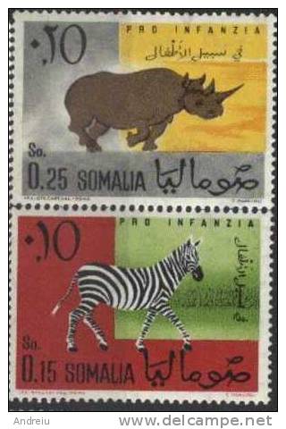 1960 Somalia, Animals, Animaux, Fauna, Rino, Zebra, New - Somalia (1960-...)