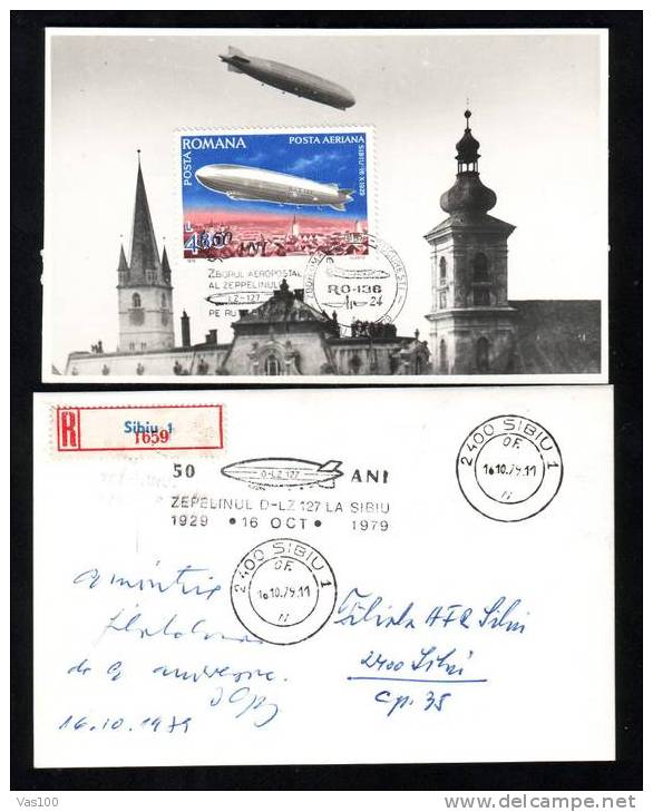 ZEPPELIN LZ-27 ,SIBIU 1979 MAXICARD MAXIMUM CARD,REGISTRED PC! VERY RARE. - Zeppeline