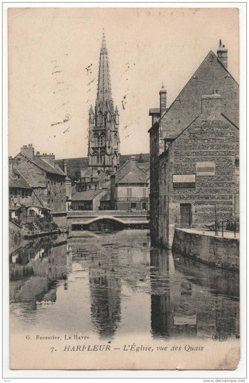 - 76 - HARFLEUR. - L'Eglise Vue Des Quais. - Scan Verso - - Harfleur