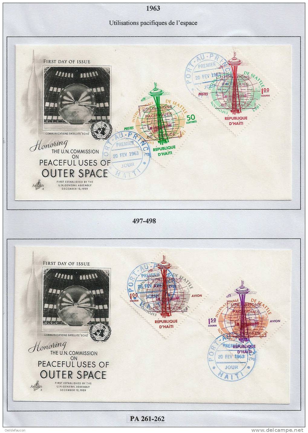 HAITI - Yvert - 2 FDC 497/98 Et PA 261//62 - Amérique Du Sud