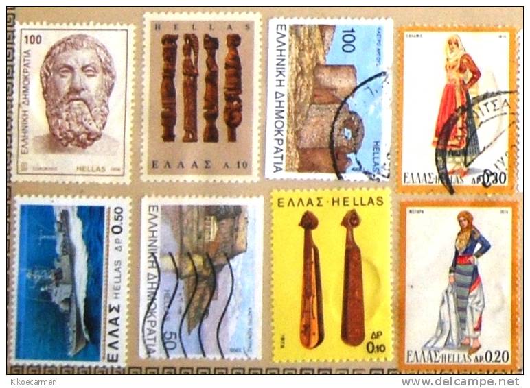 GREECE HELLAS GRECIA Used Usato 8 Different 1974 1975 - Oblitérés