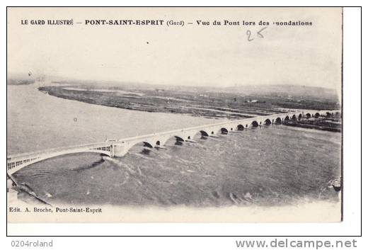 Pont St Esprit - Vue Du Pont Lors Des Inondations : Achat Immédiat - Pont-Saint-Esprit